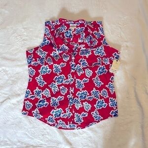 Nwt St. John’s Bay sleeveless shirt color red white and blue size petite large